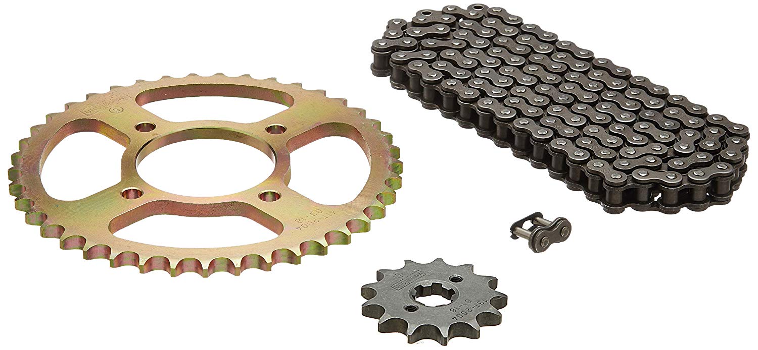 Uno Minda CH-2023 Quadra Rivet Chain & Alloy Steel Hardened Sprockets Chain & Sprocket Kit - R428H SIZE-112L / 13T / 41T(4H) For TVS Victor GLX (Alloy Wheel)) 